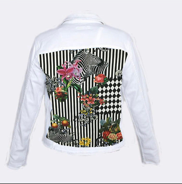 ZEBRA PRINT BACK DENIM JACKET