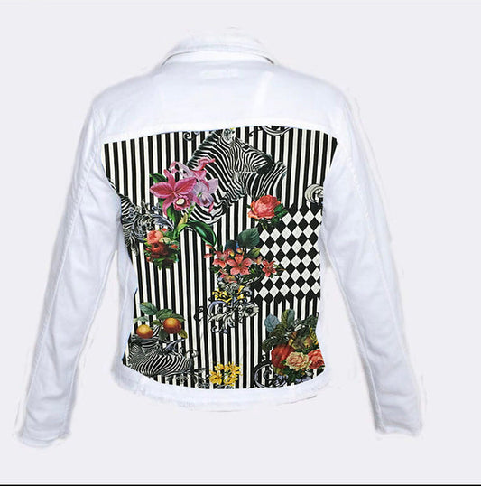 ZEBRA PRINT BACK DENIM JACKET