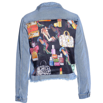 FASHION SCARF LIGHT DENIM JACKET