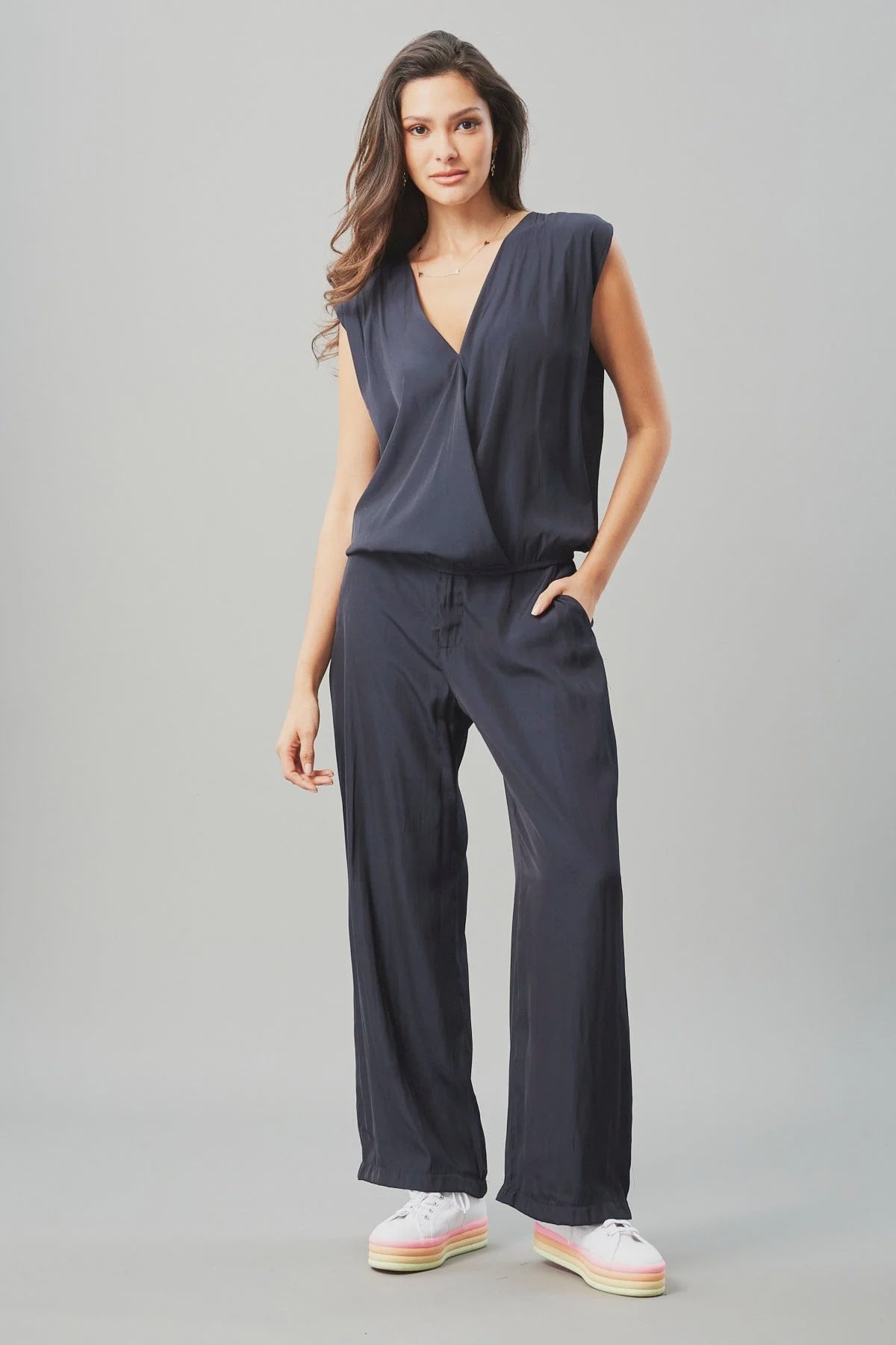 SMOCKED WAIST SATIN PANT