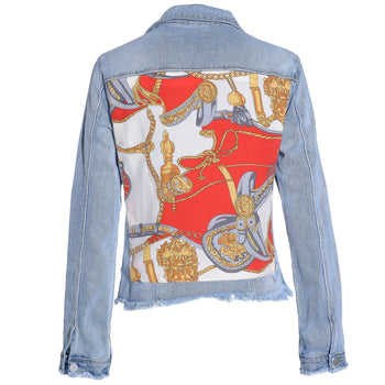 RED EQUESTRIAN LIGHT DENIM JACKET