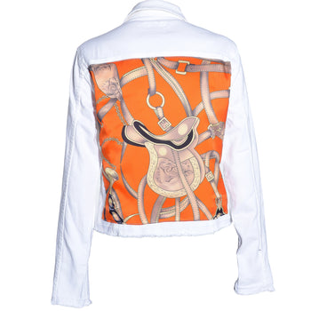 ORANGE EQUESTRIAN WHITE DENIM JACKET