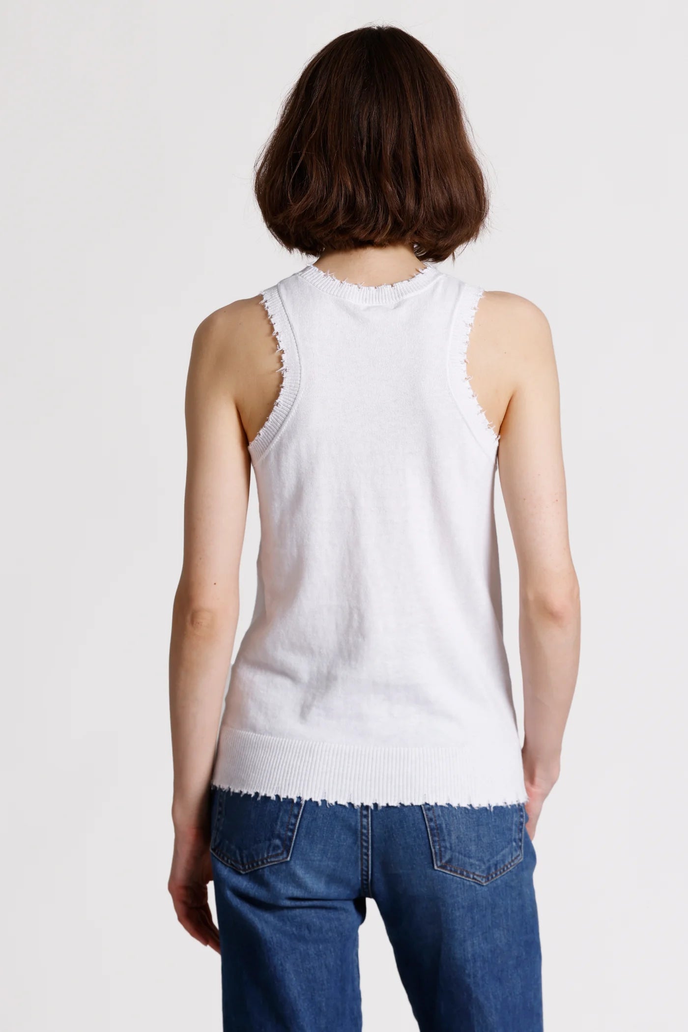 COTTON/CASH FRAYED TANK