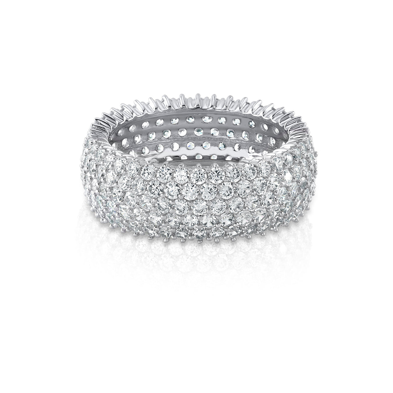 5 ROW BAND RING, SILVER