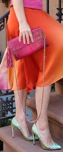 MAGENTA PYTHON CLUTCH (REMOVABLE CHAIN AND TASSEL)