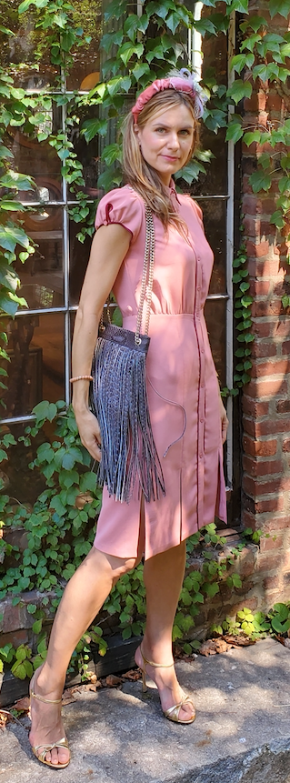 grey python fringe bag with silver chain