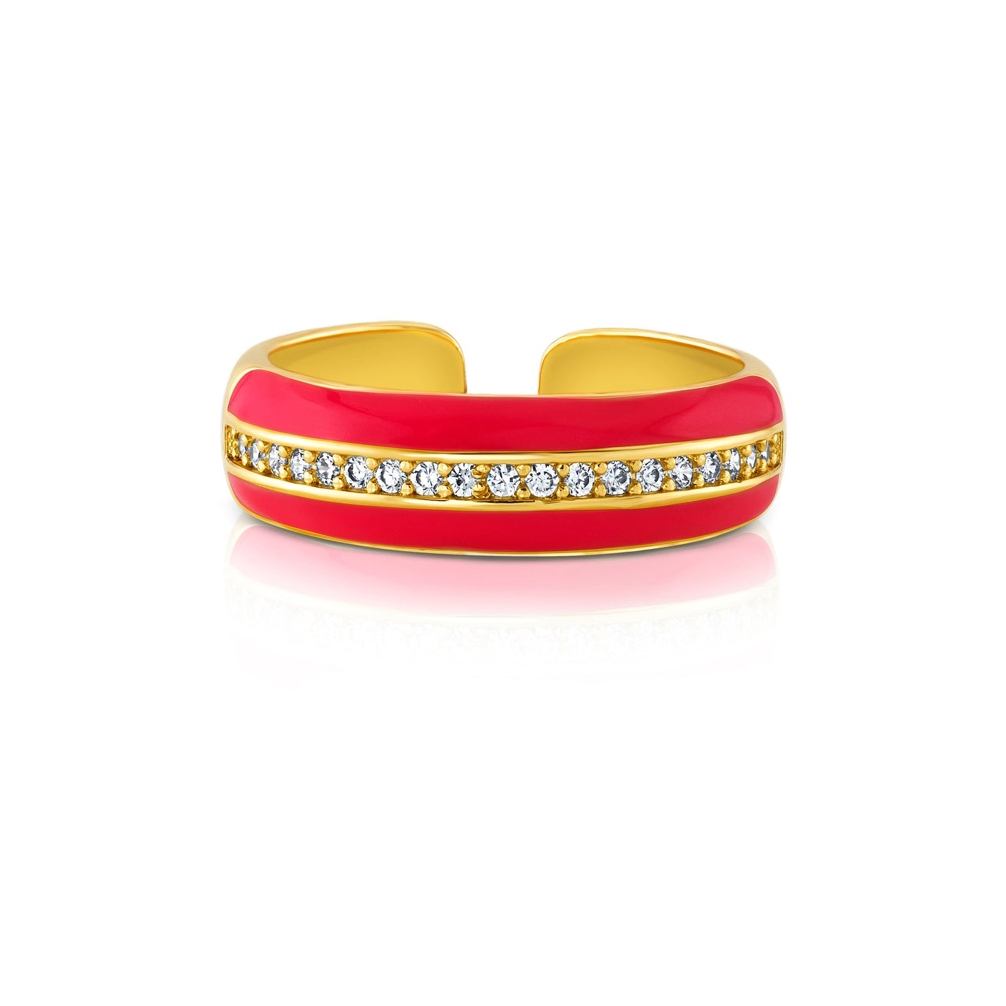 ENAMEL 1 ROW CZ RING, NEON PINK