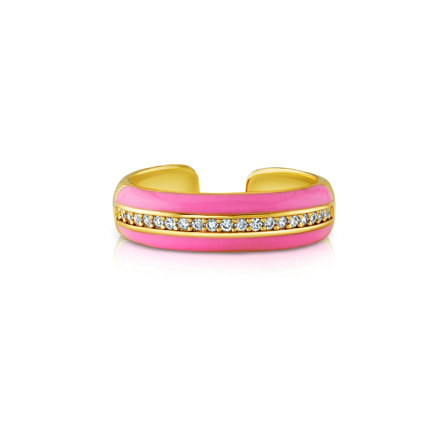 ENAMEL 1 ROW CZ RING, PINK