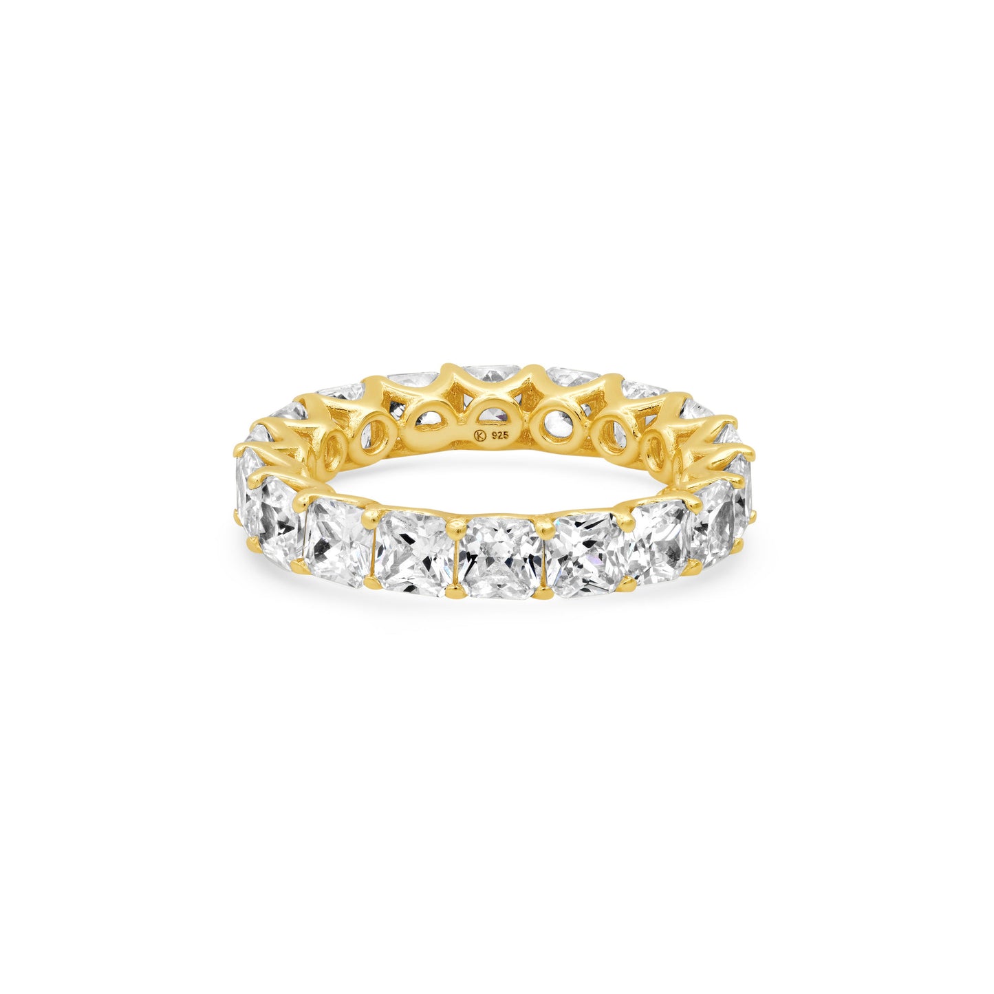 LARGE PRINCESS CUT ETERNITY RING, GOLD