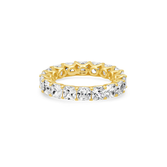 LARGE PRINCESS CUT ETERNITY RING, GOLD