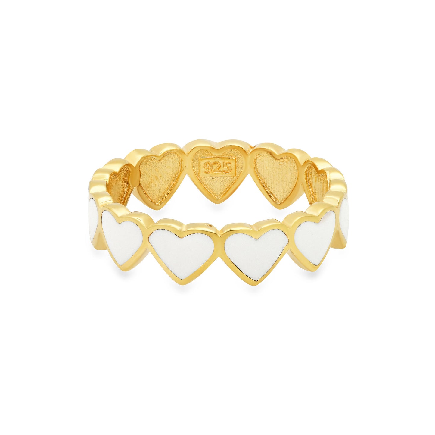 WHITE ENAMEL HEARTS RING GOLD