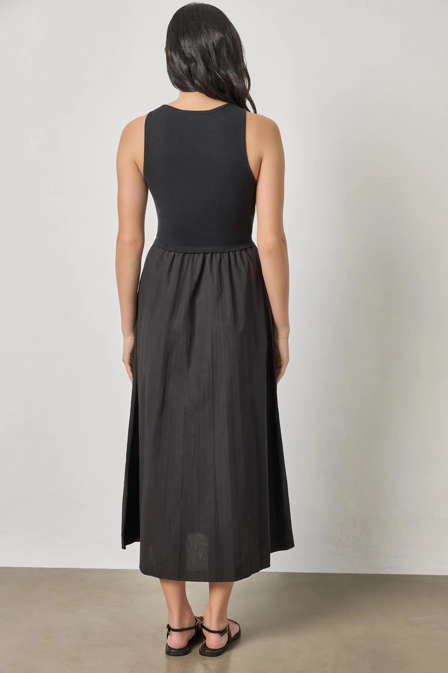 MIXED MEDIA SCOOP NECK DRESS