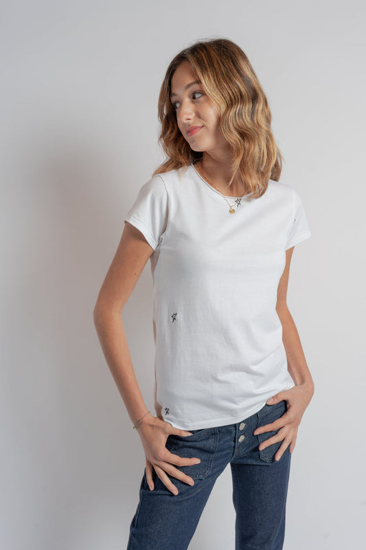 EMBROIDERED COTTON TEE - STAR