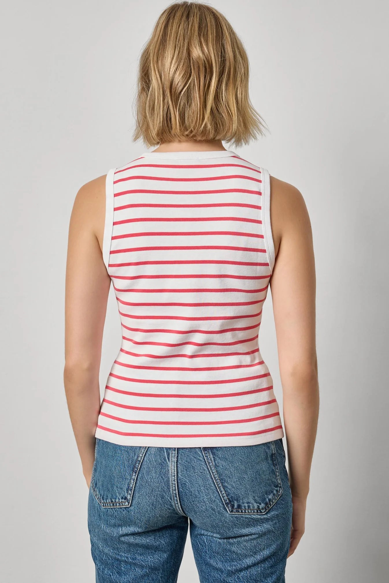 RIB STRIPE HIGH NECK TANK