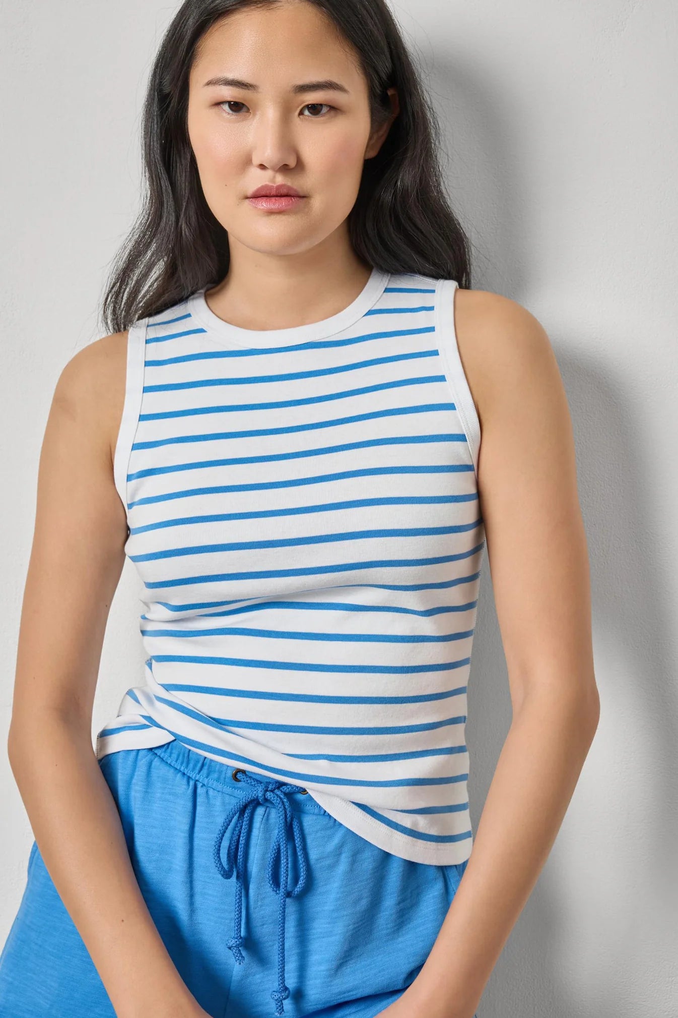 RIB STRIPE HIGH NECK TANK