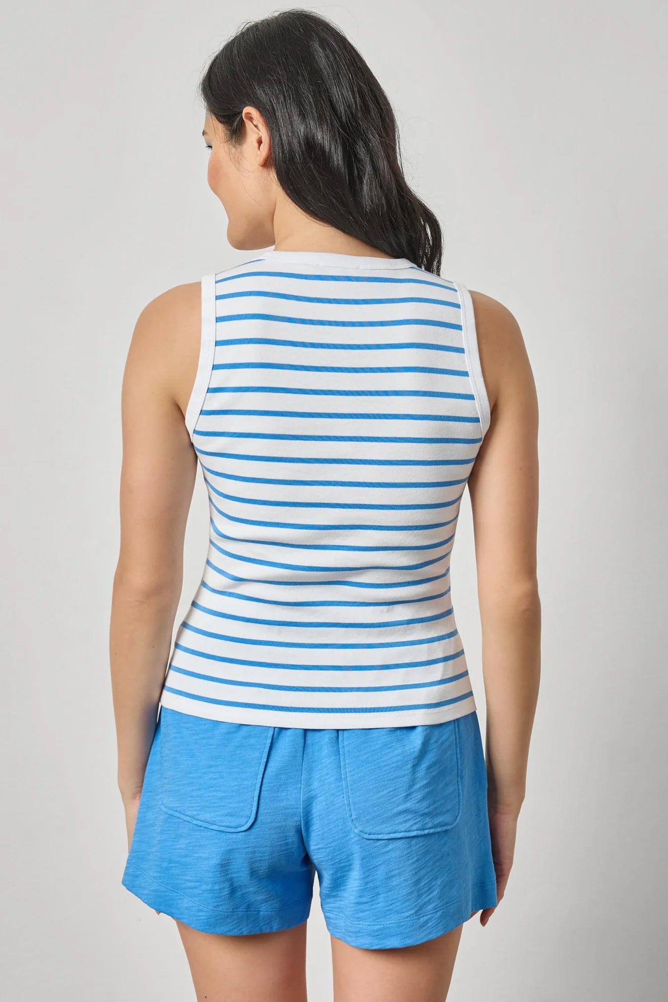 RIB STRIPE HIGH NECK TANK