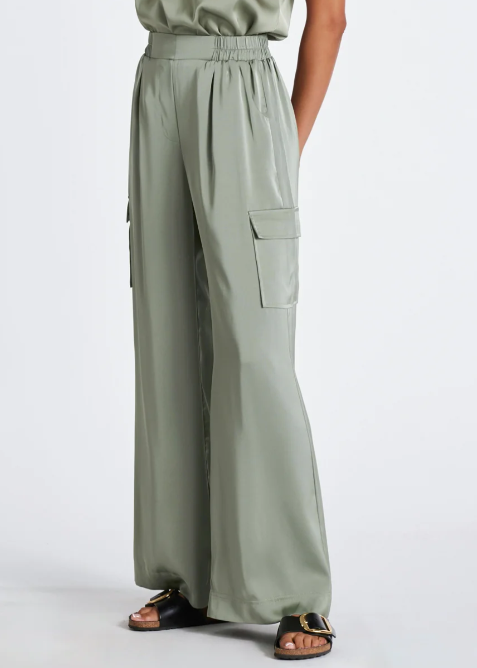 PULL-ON SATIN CARGO PANT