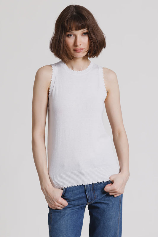 COTTON/CASH FRAYED TANK