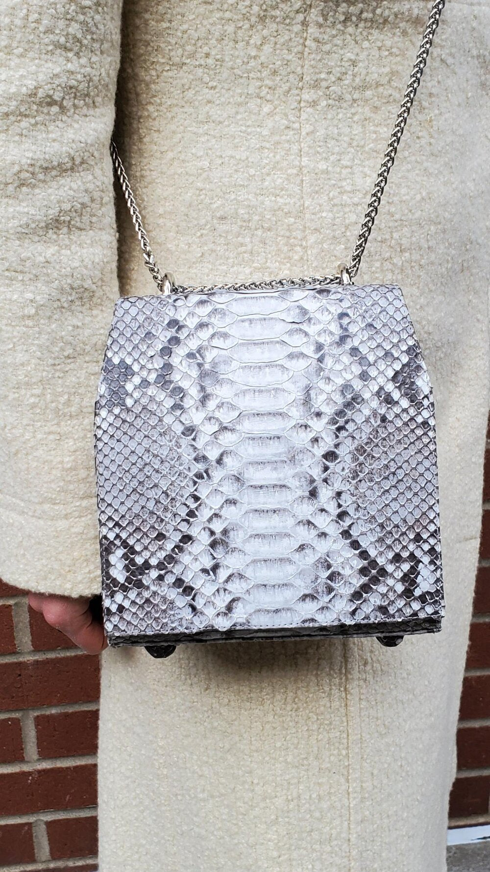 grey python tote bags | natural unique scale from... NATURAL COLOR PYTHON DAY BAG – Nobelle