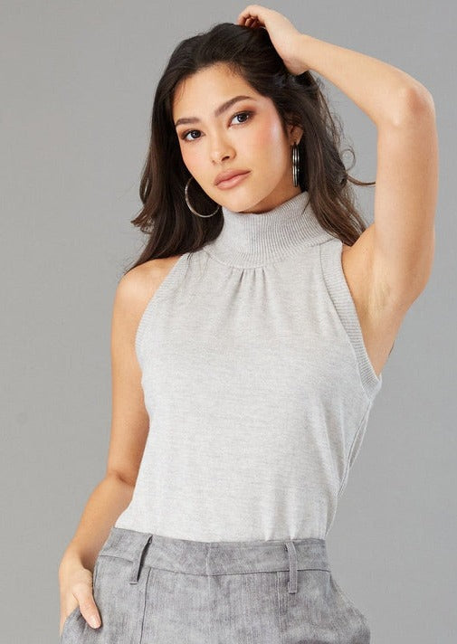 MOCK NECK HALTER - GREY