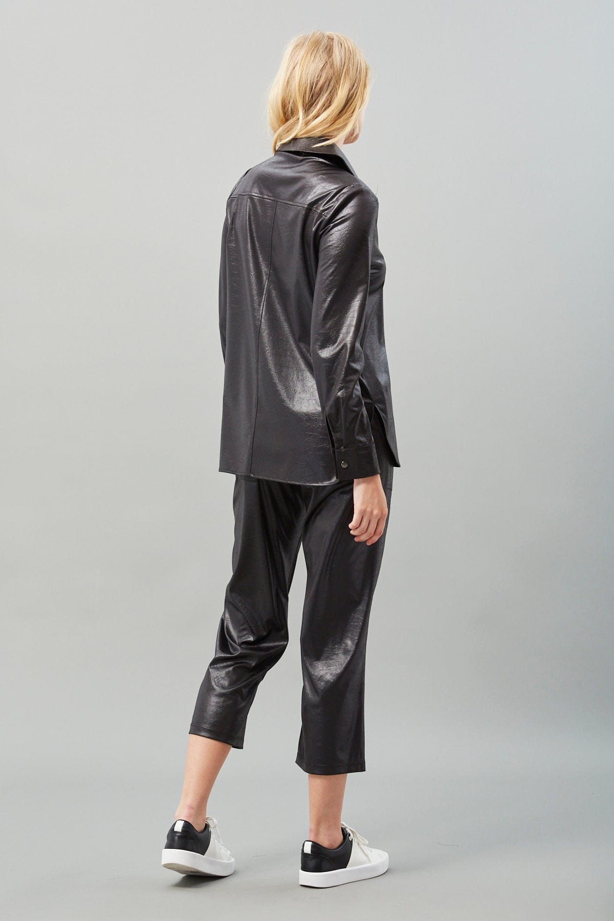 LEATHER JERSEY PANT - BLACK
