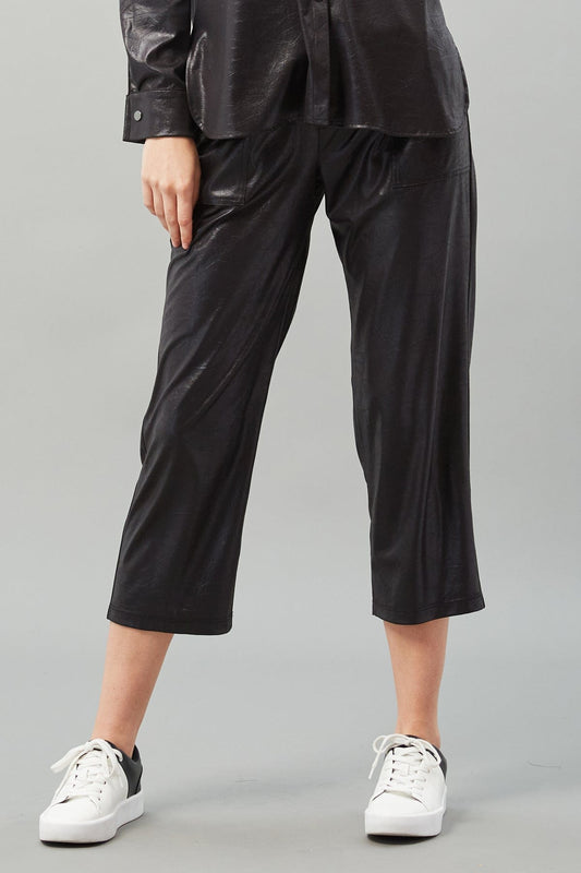 LEATHER JERSEY PANT - BLACK