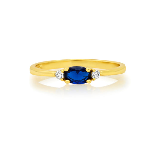 BLUE OVAL RING, GOLD
