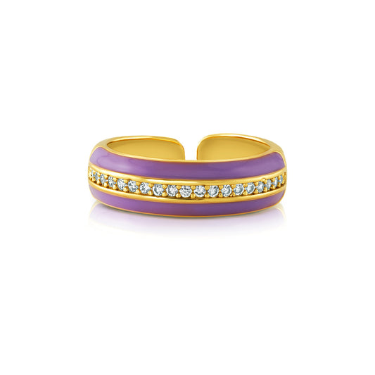 ENAMEL 1 ROW CZ RING, LAVENDER