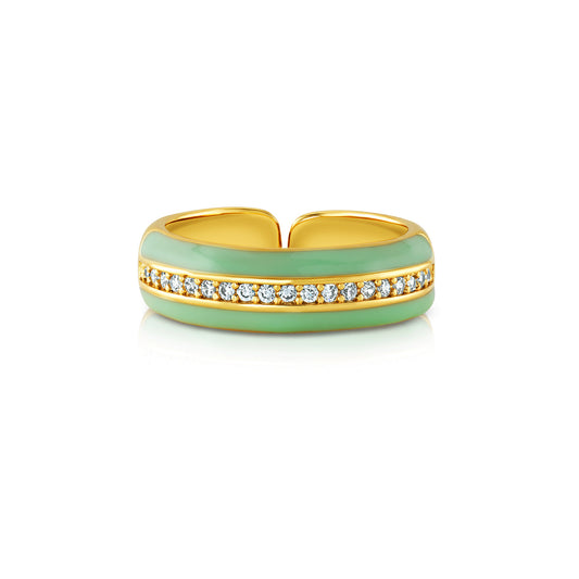ENAMEL 1 ROW CZ RING, SEAFOAM