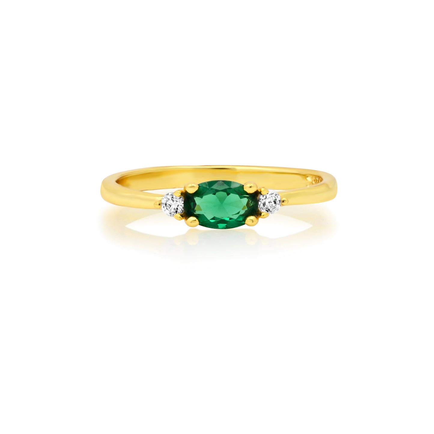 GREEN OVAL RING, GOLD