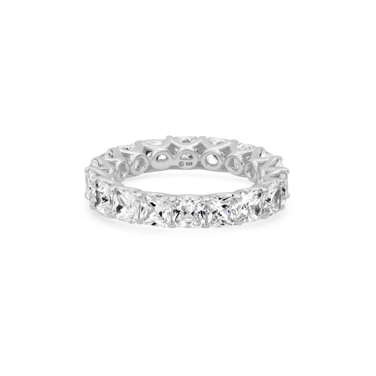 LARGE PRINCESS CUT ETERNITY RING SILVER