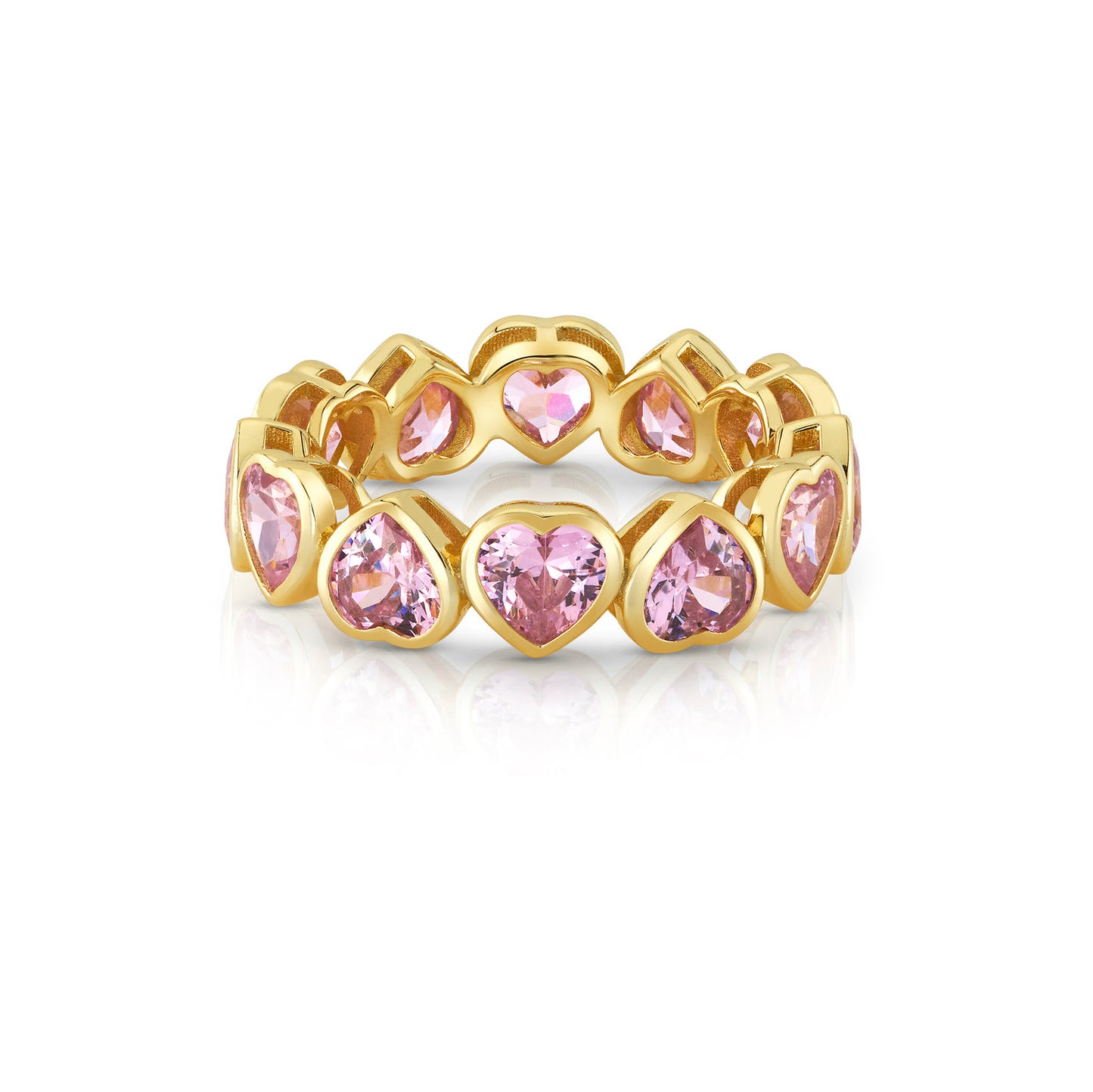 PINK CZ HEART RING, GOLD