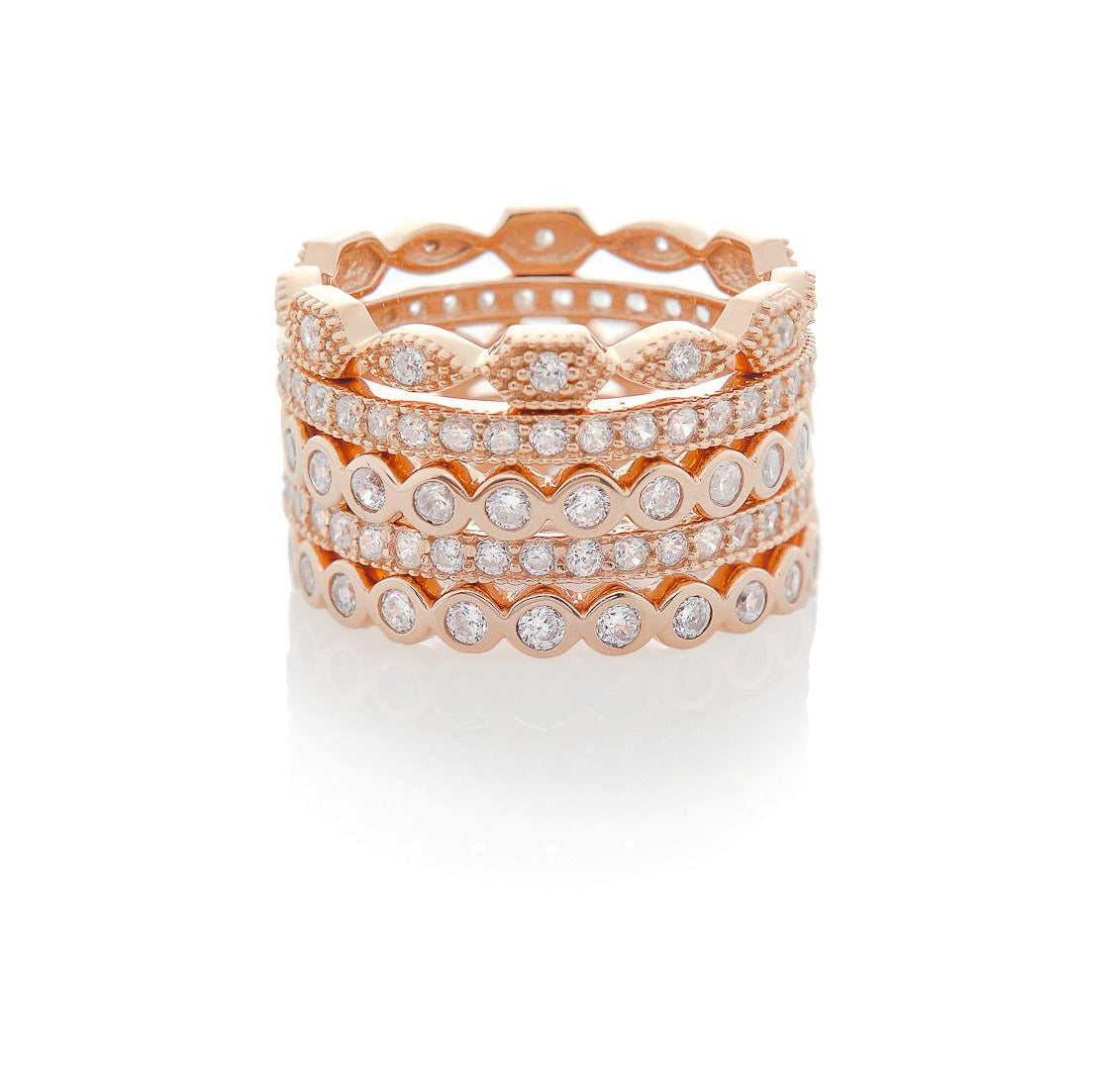 STACKED SHAPES RINGS, ROSE GOLD