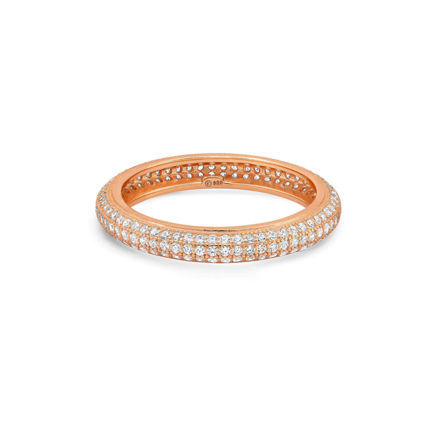 TRIPLE ROW PAVE ETERNITY RING, ROSE GOLD