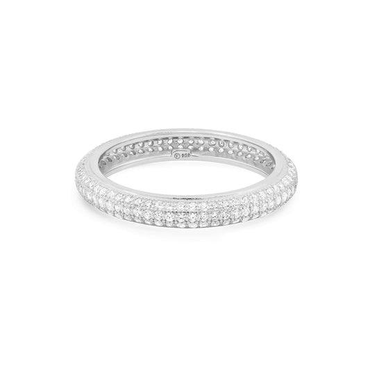 TRIPLE ROW PAVE ETERNITY RING, SILVER